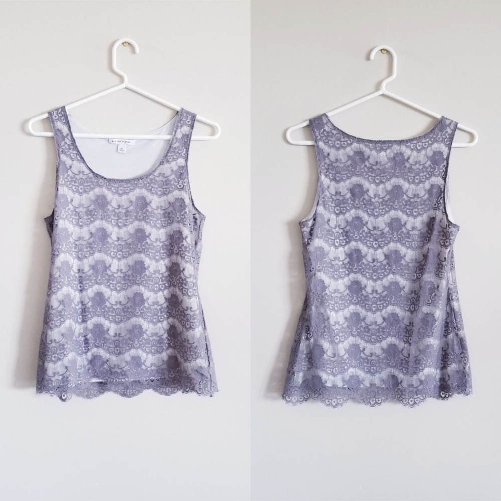 XS Banana Republic Scalloped Edge Grey Lace Tank